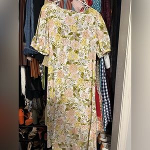 Who What Wear floral puff sleeve midi dress